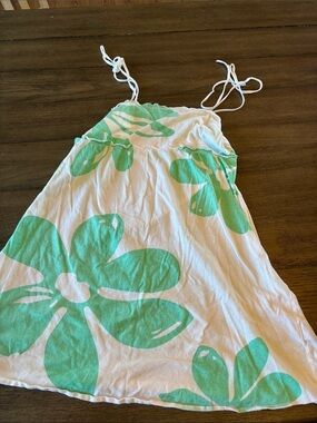 Pacific Girl  Sundress with Mint Green Floral Print tie string dress size medium